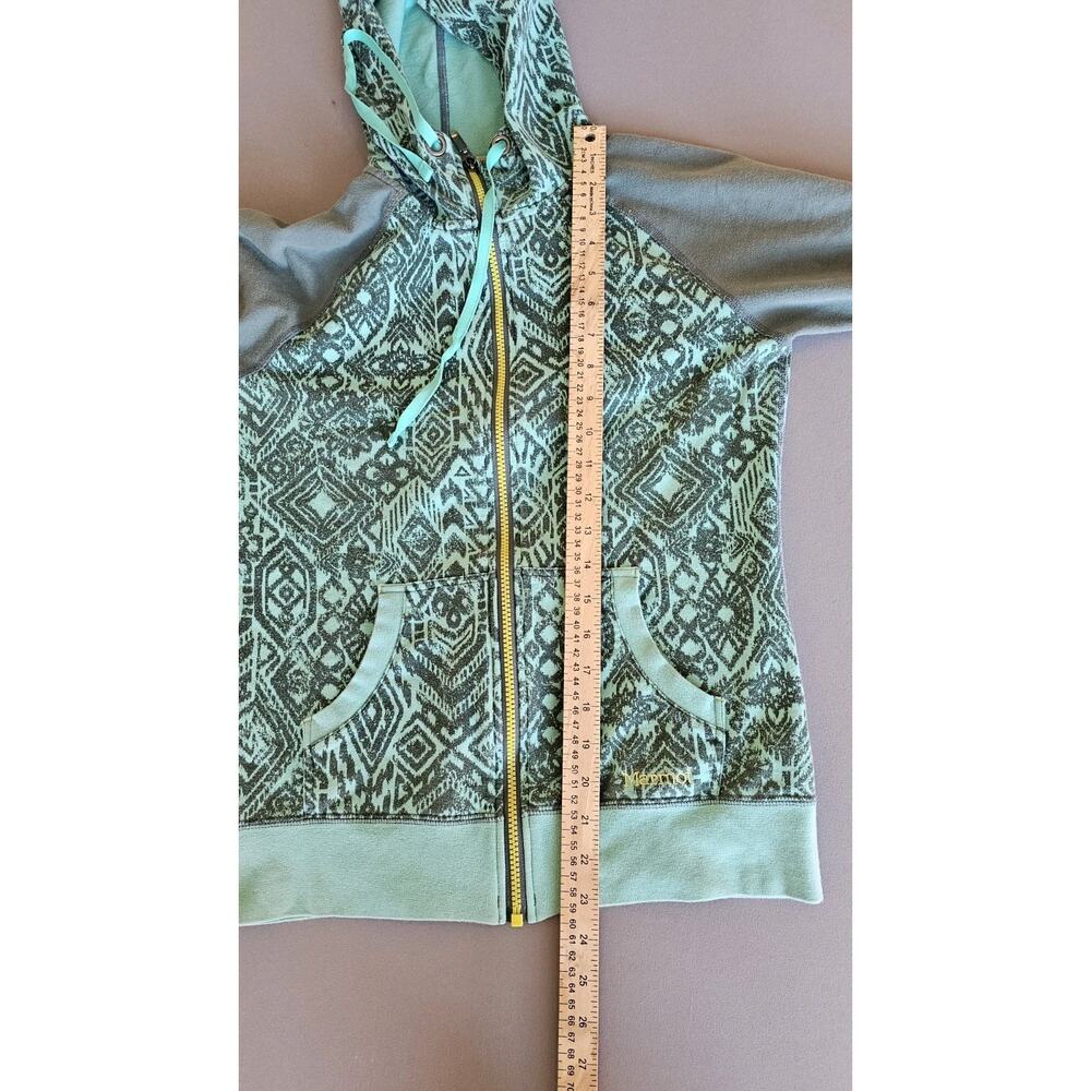 Marmot Geometric Tribal Print Teal Green Hoodie Outdoor Camping Hiking Sz M - Picture 6 of 9